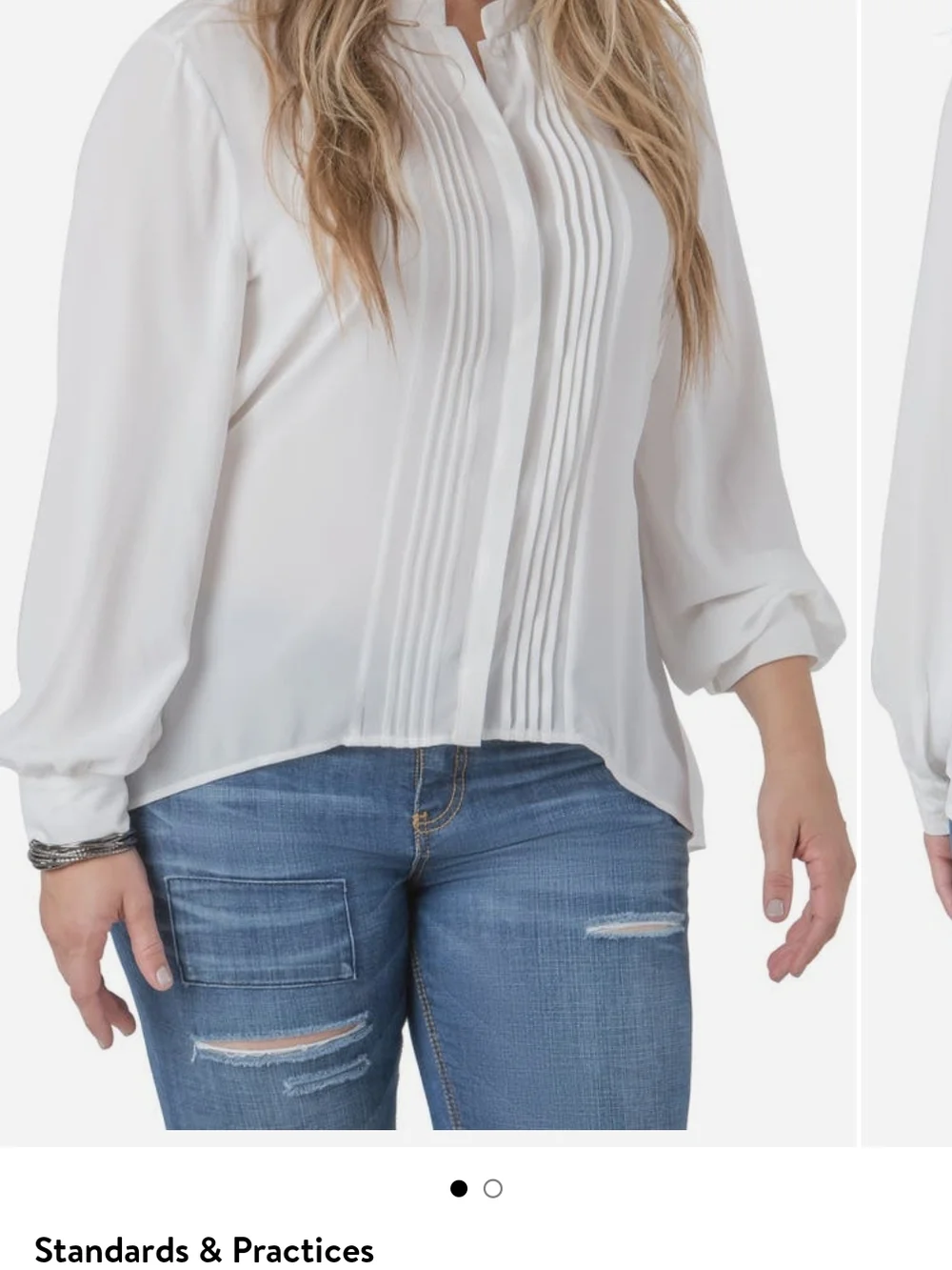 Standards & Practices Trisha Tuxedo Front Chiffon Blouse In Ivory/White Size 3X - Picture 13 of 13